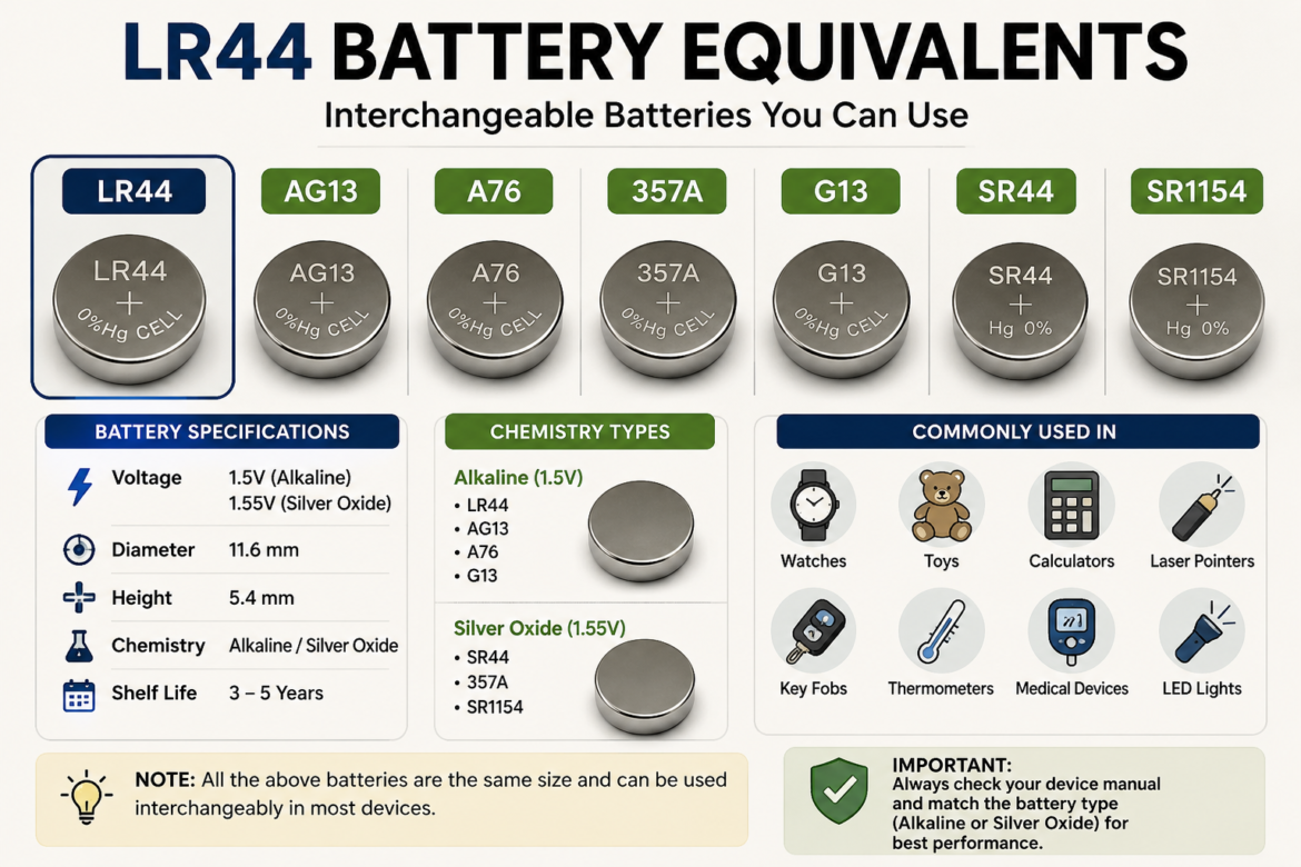 LR44 Battery Equivalents